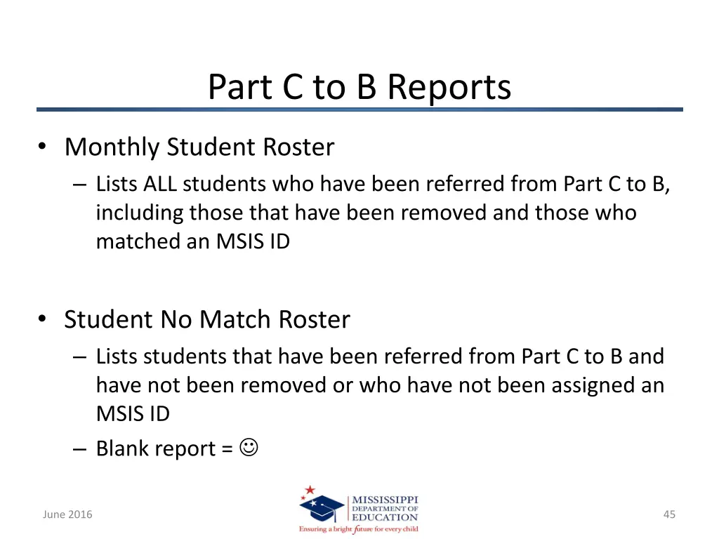 part c to b reports