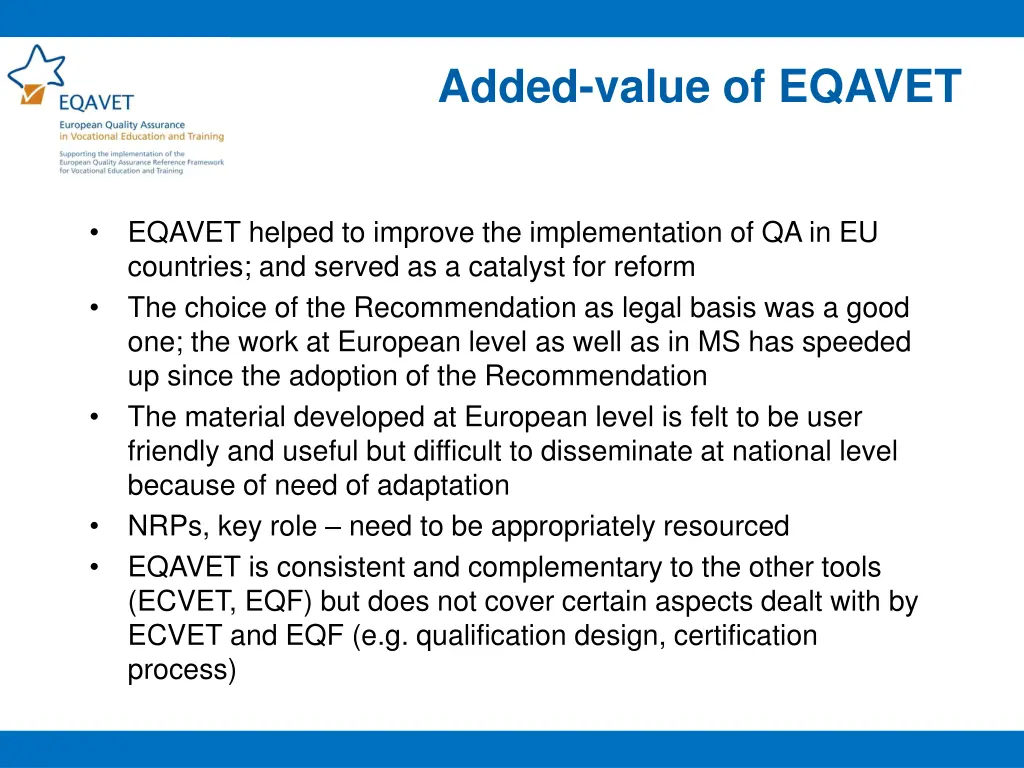 added value of eqavet