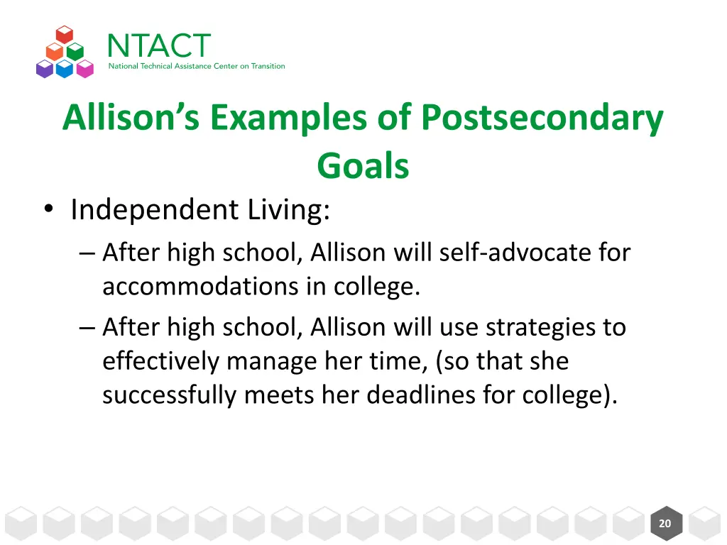 allison s examples of postsecondary goals 1