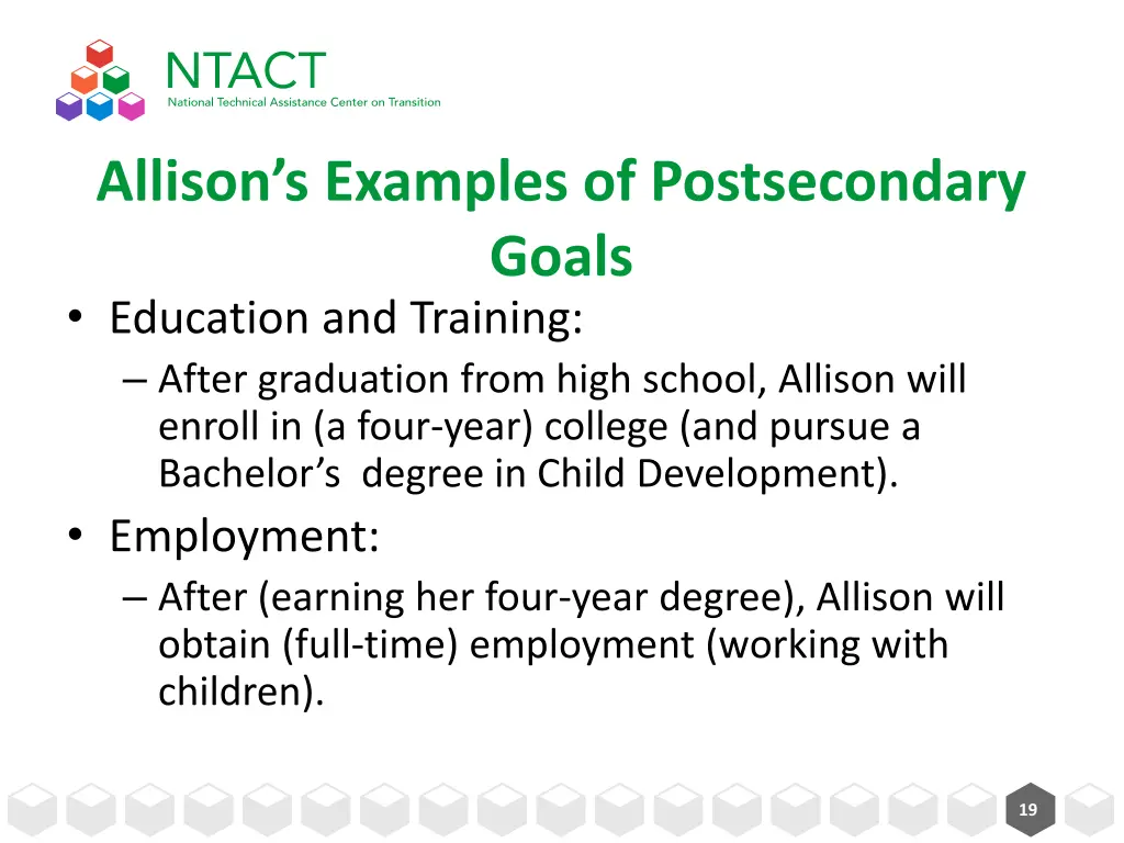 allison s examples of postsecondary goals