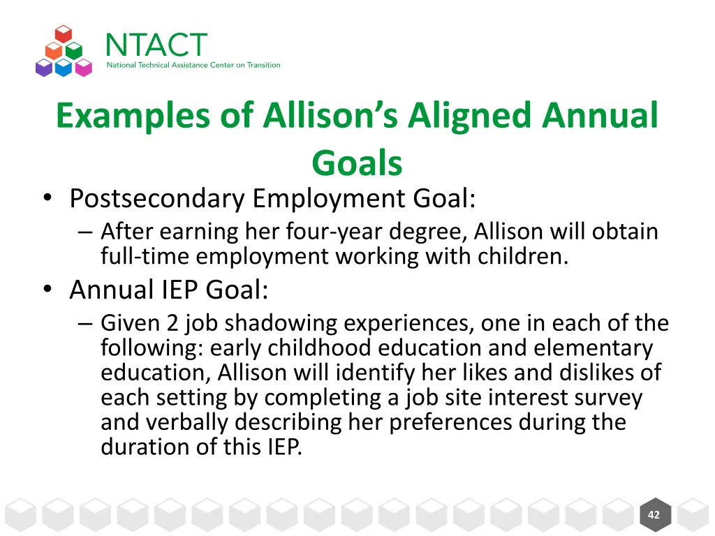 examples of allison s aligned annual goals 1