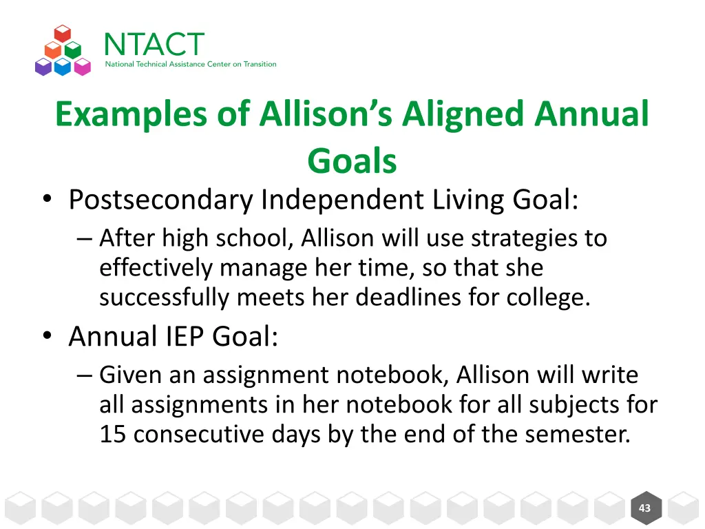 examples of allison s aligned annual goals 2