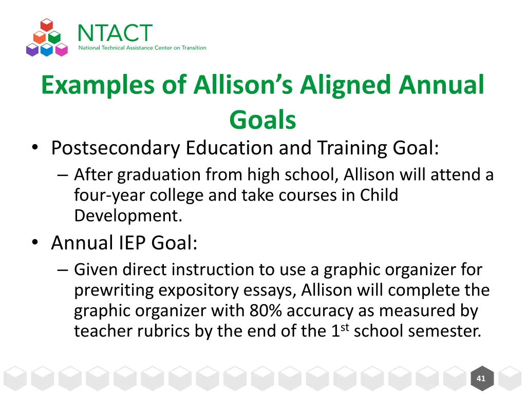 examples of allison s aligned annual goals