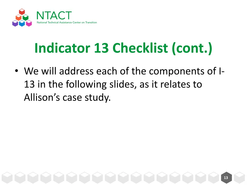 indicator 13 checklist cont 1