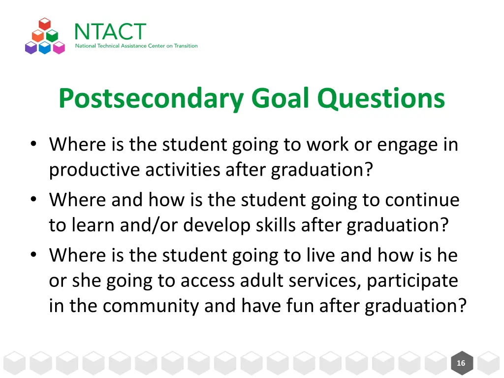 postsecondary goal questions