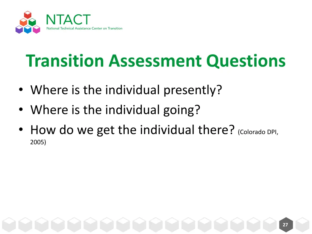 transition assessment questions