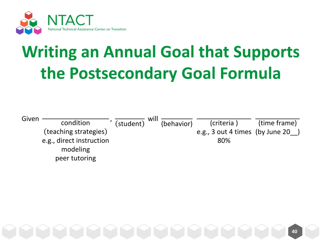 writing an annual goal that supports