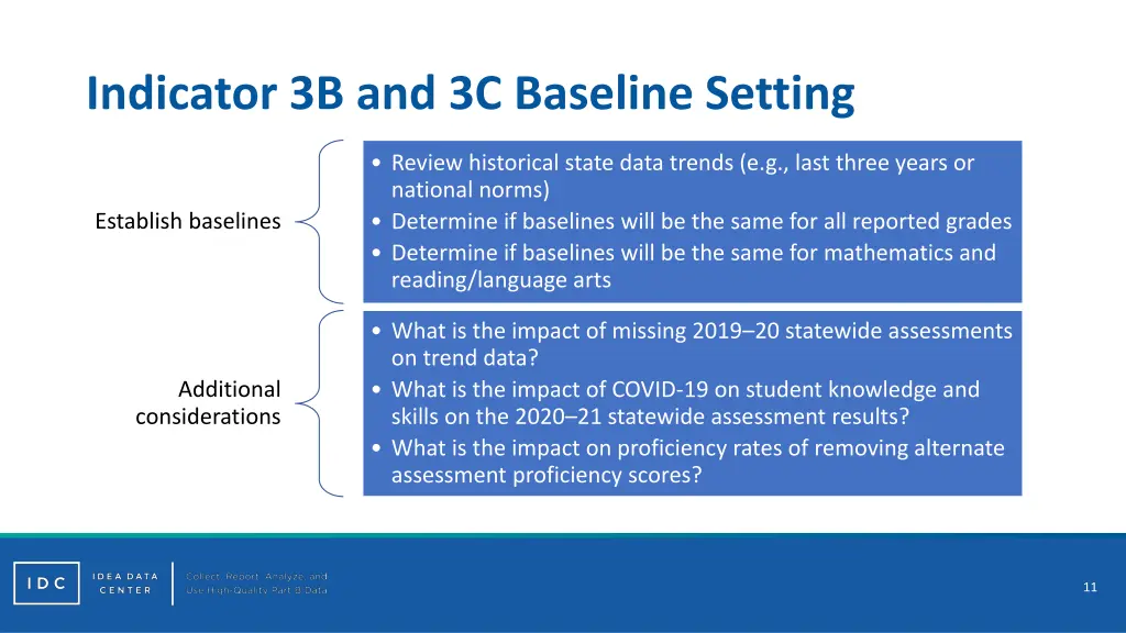 indicator 3b and 3c baseline setting