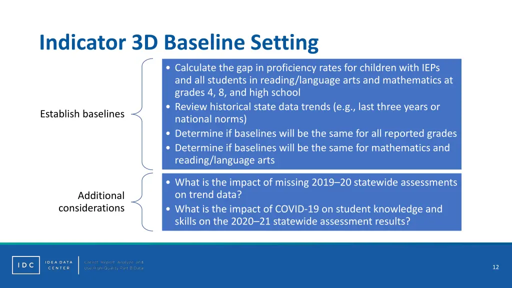 indicator 3d baseline setting