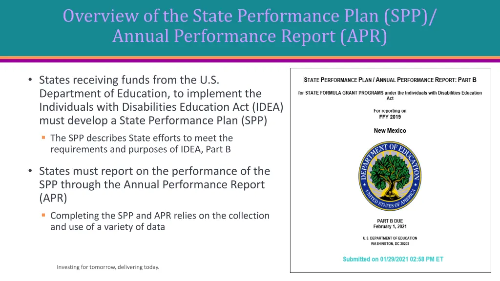 overview of the state performance plan spp annual