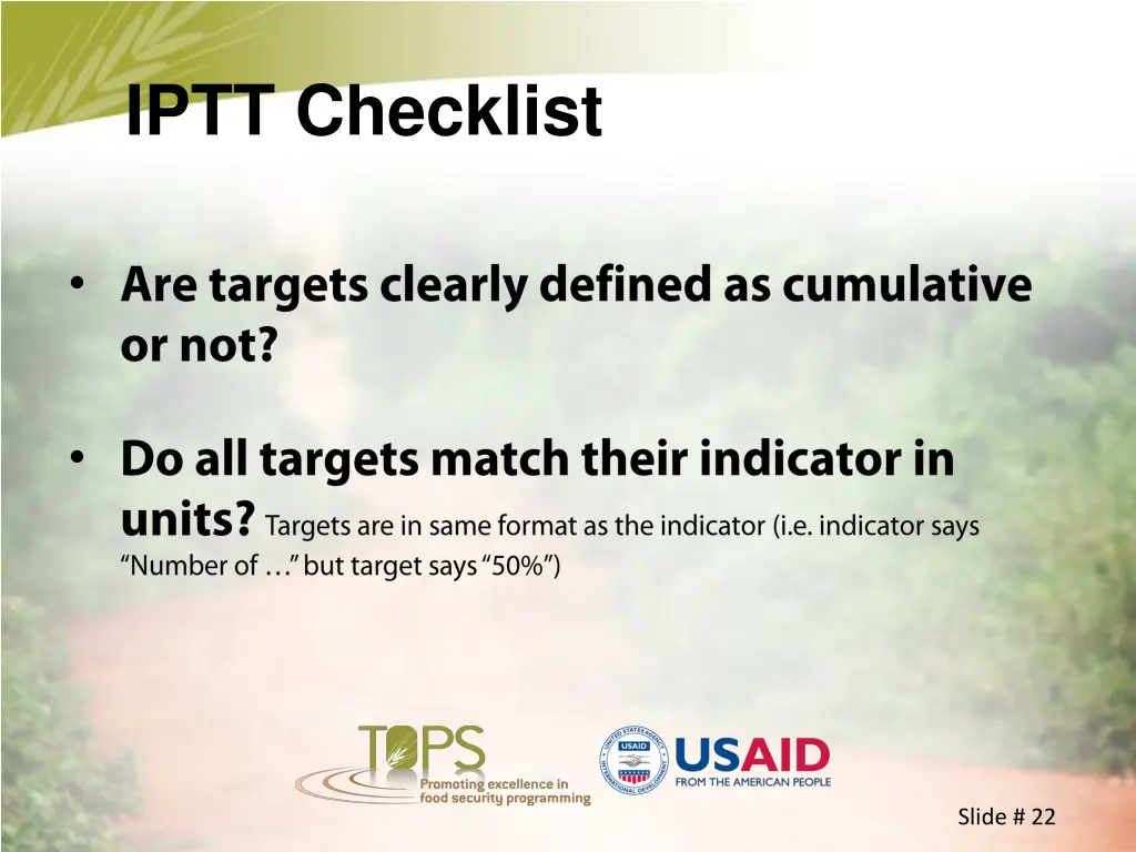 iptt checklist 2