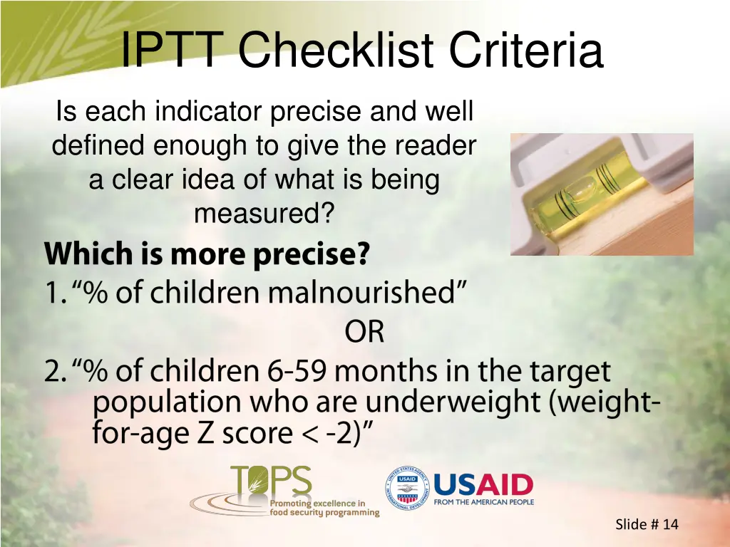 iptt checklist criteria 1