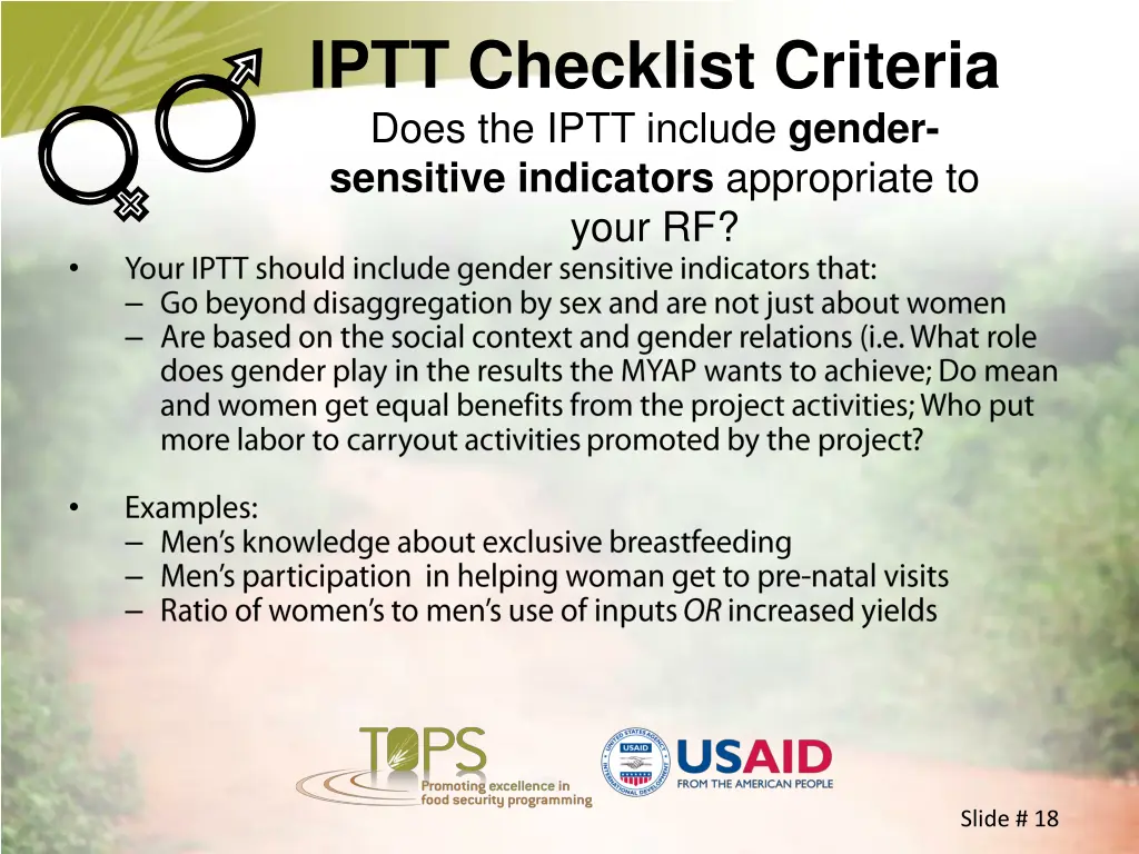 iptt checklist criteria does the iptt include