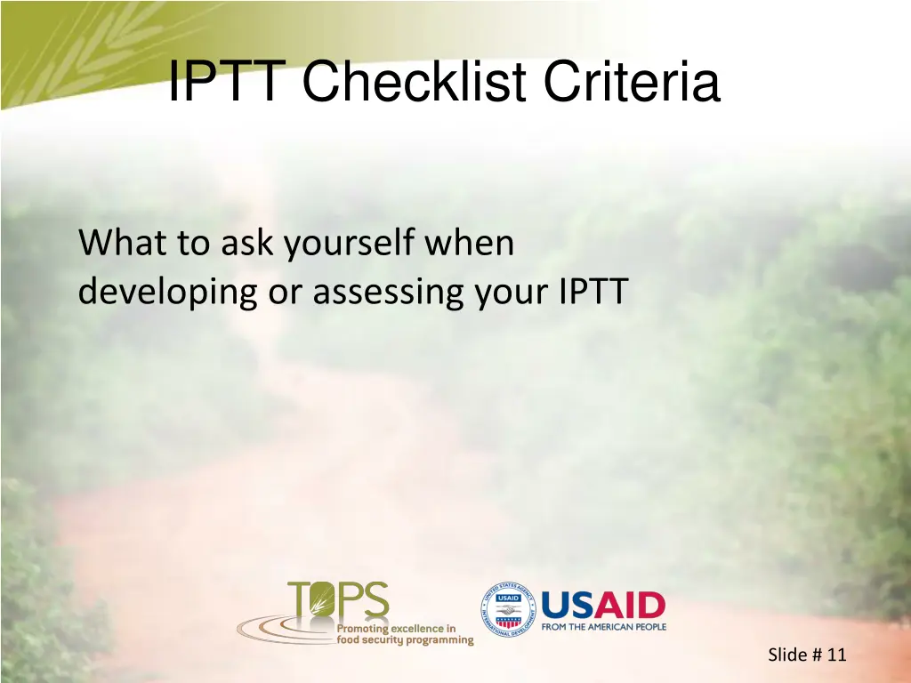 iptt checklist criteria