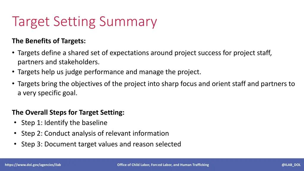 target setting summary