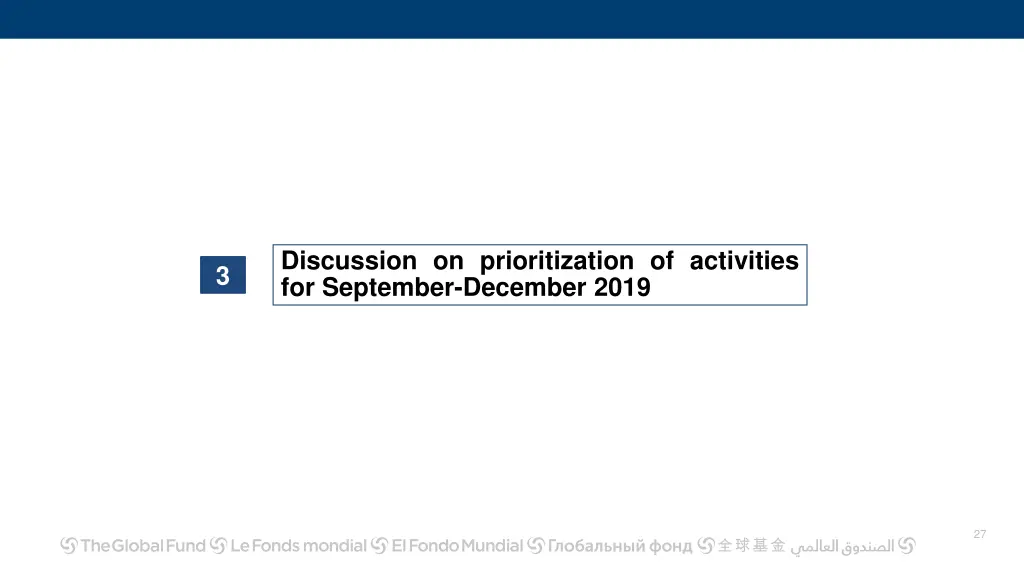 discussion on prioritization of activities