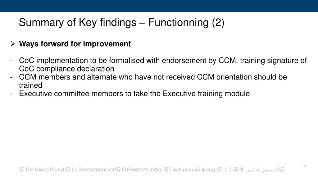 summary of key findings functionning 2