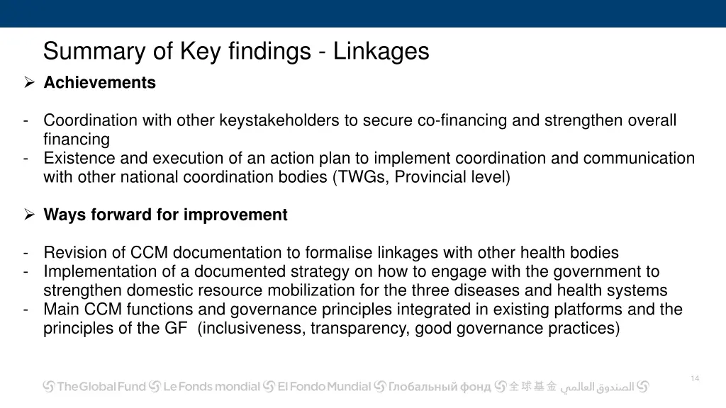 summary of key findings linkages achievements