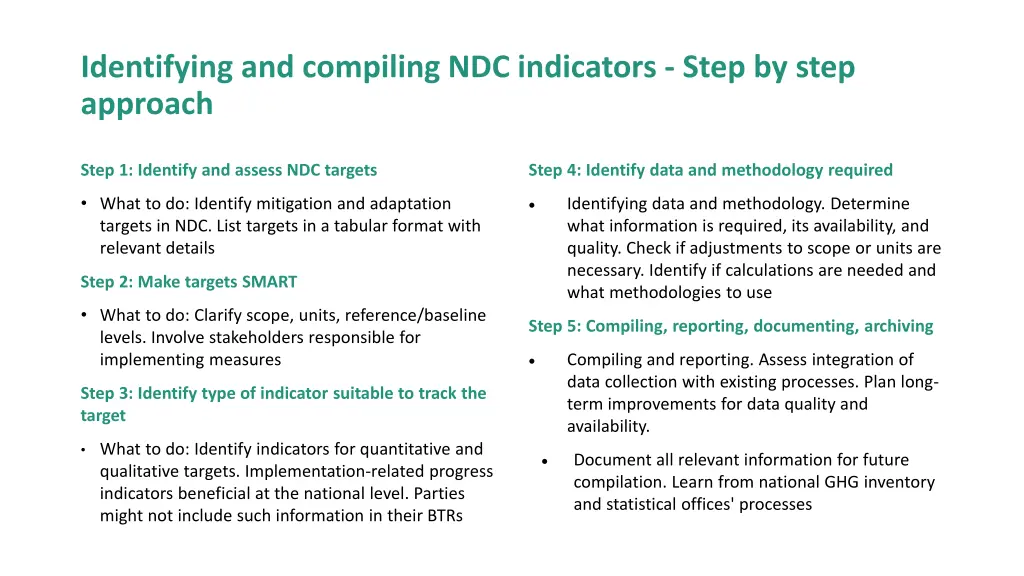 identifying and compiling ndc indicators step 1