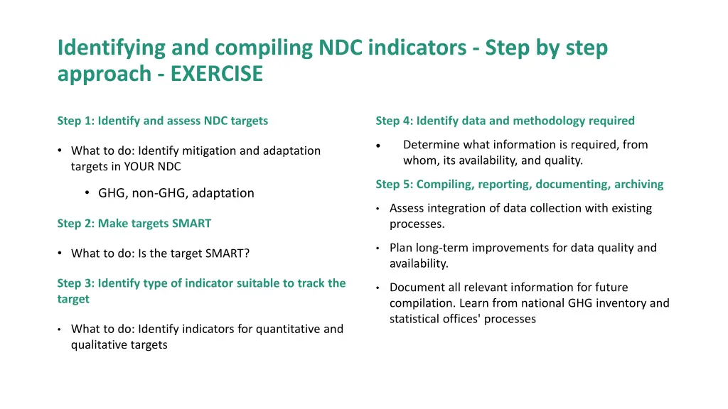 identifying and compiling ndc indicators step 2