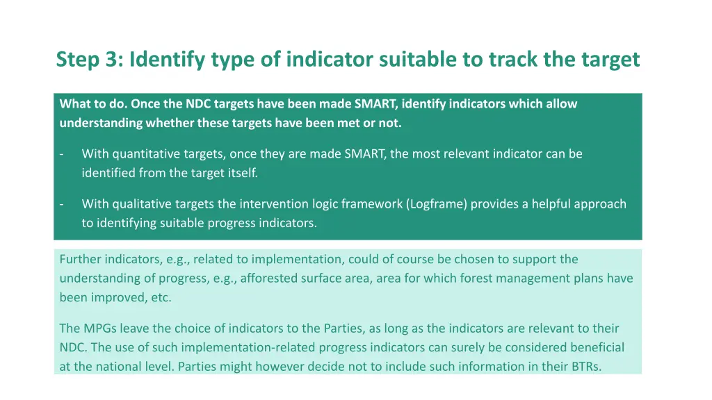 step 3 identify type of indicator suitable 1