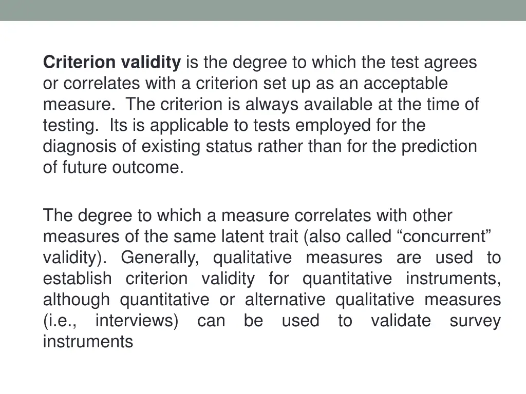 criterion validity is the degree to which