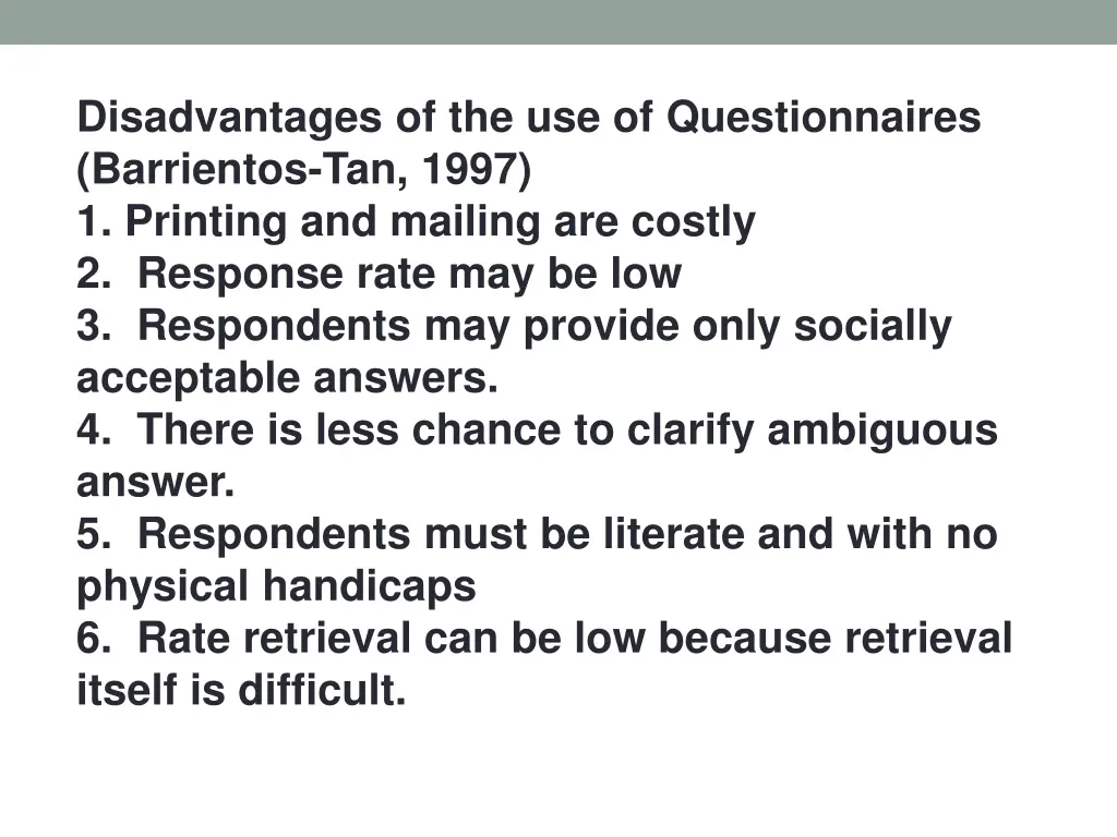 disadvantages of the use of questionnaires