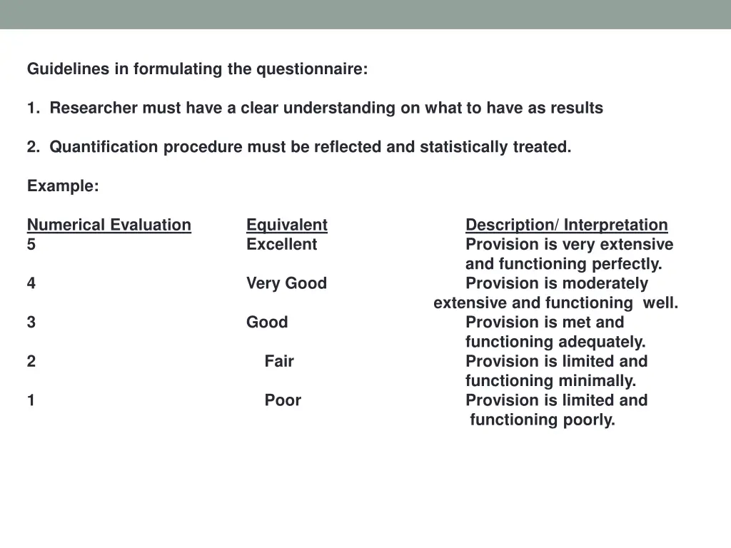 guidelines in formulating the questionnaire