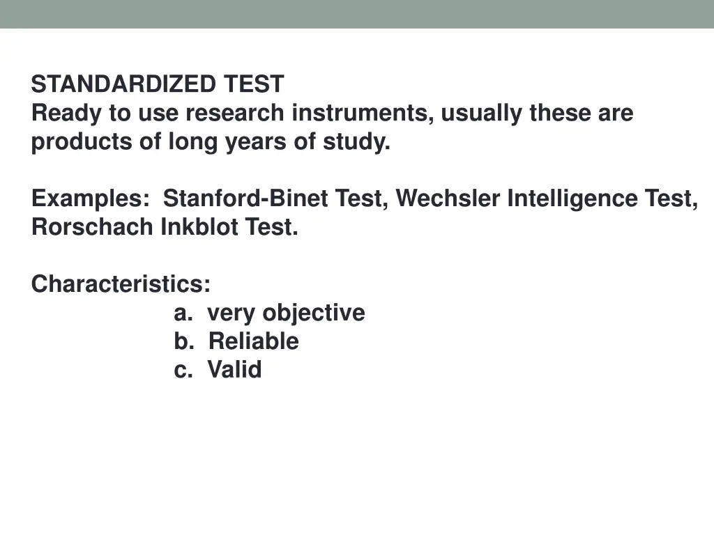 standardized test ready to use research