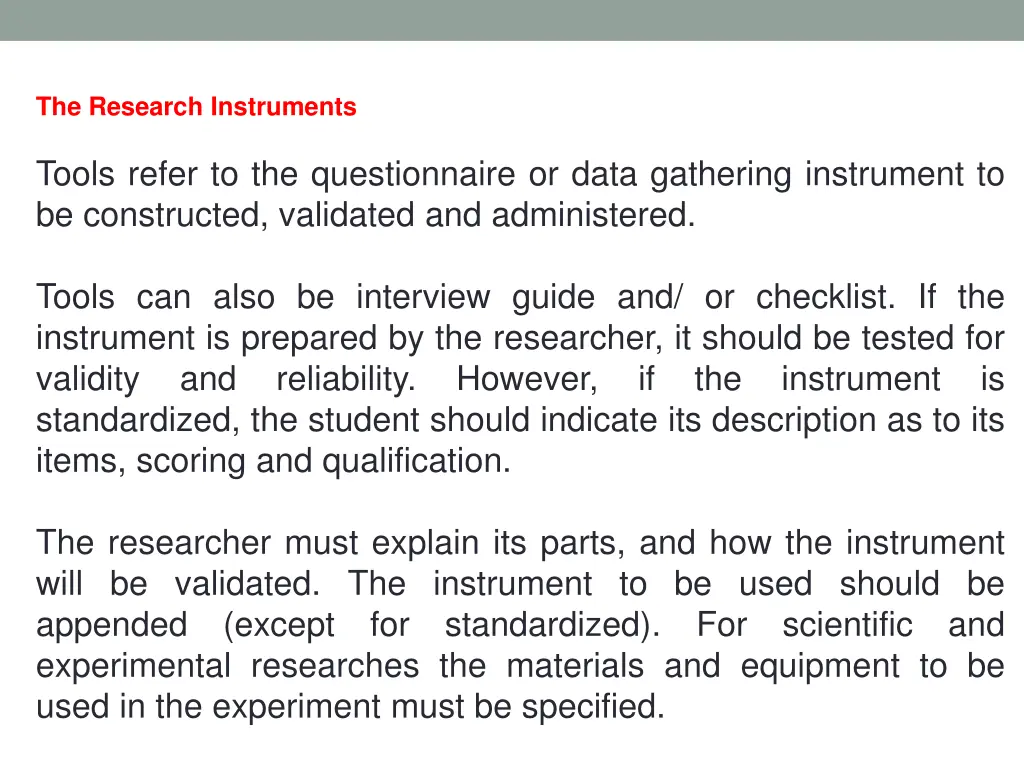 the research instruments