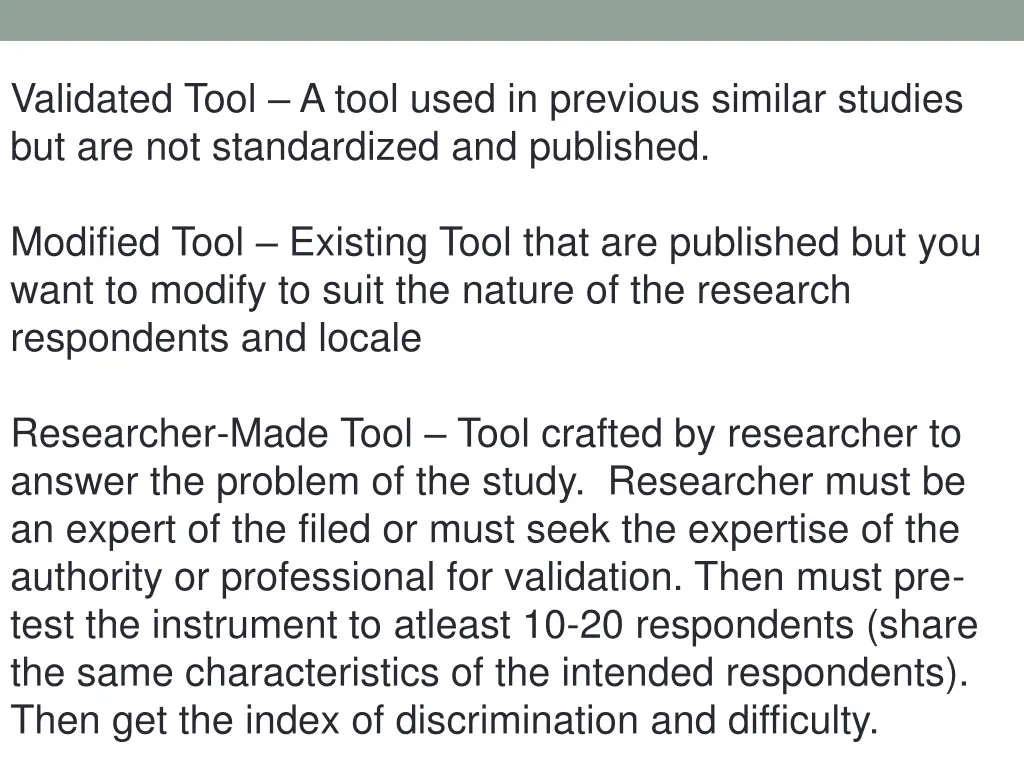 validated tool a tool used in previous similar