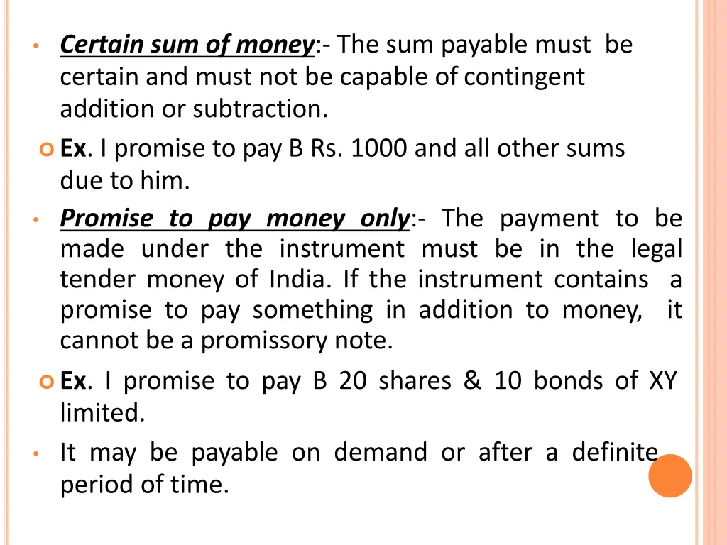 certain sum of money the sum payable must