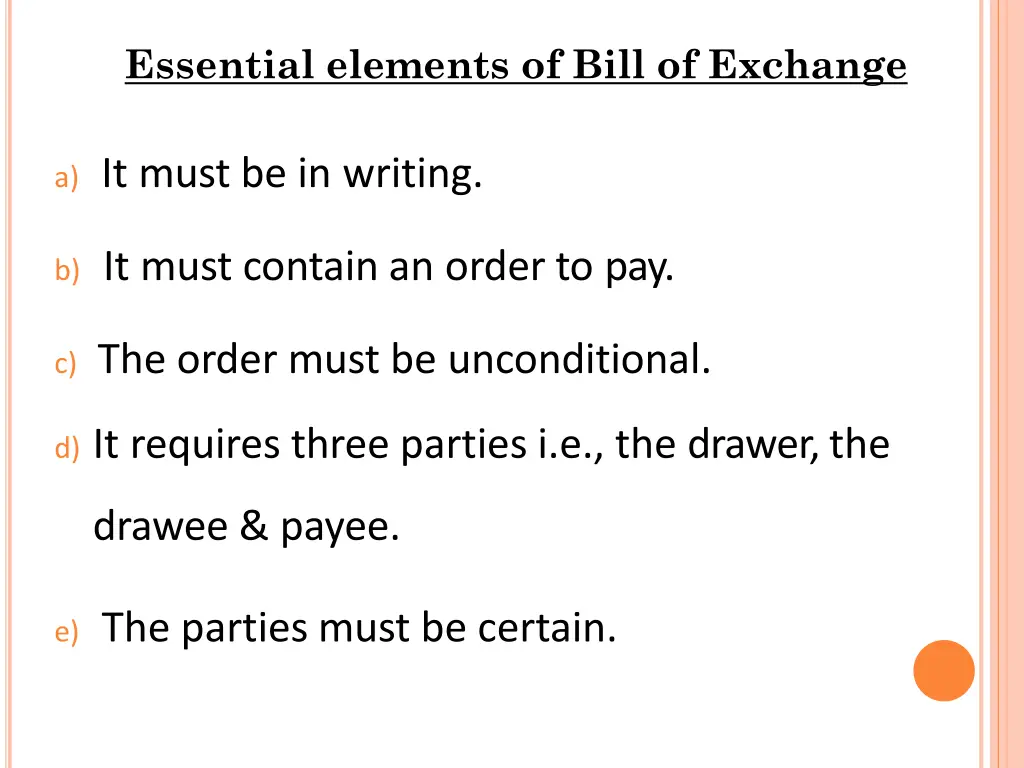 essential elements of bill of exchange