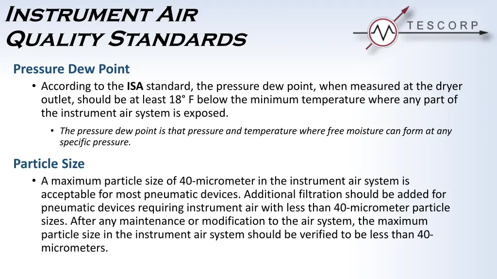 instrument air quality standards 1