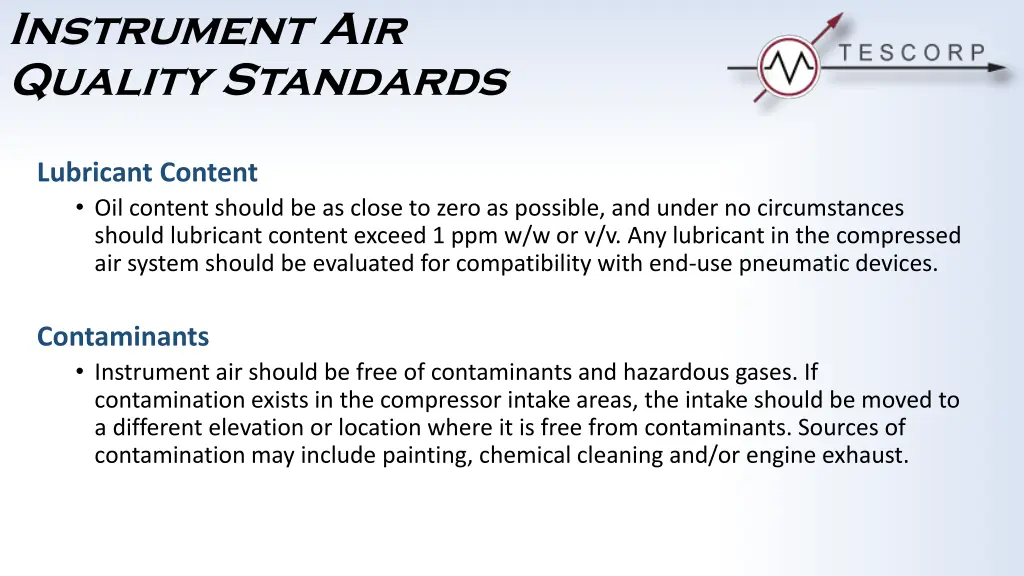 instrument air quality standards 2