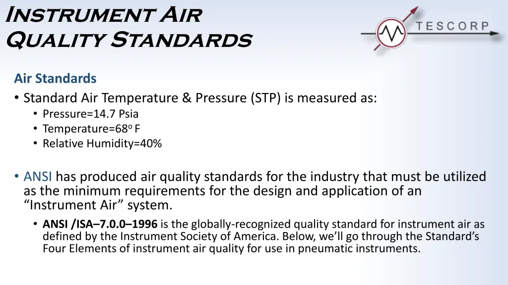 instrument air quality standards