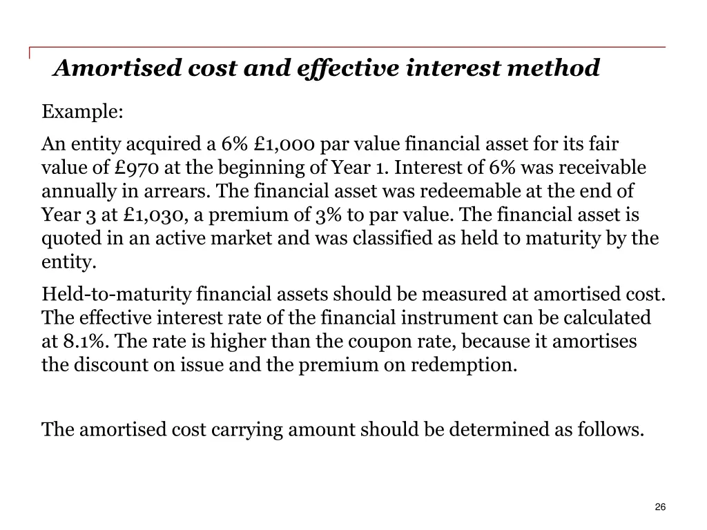 amortised cost and effective interest method