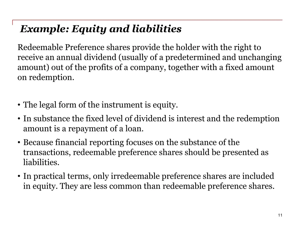 example equity and liabilities