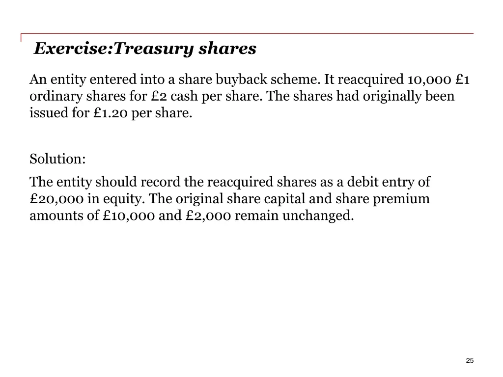 exercise treasury shares