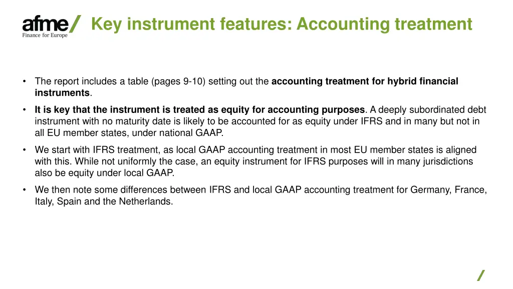 key instrument features accounting treatment