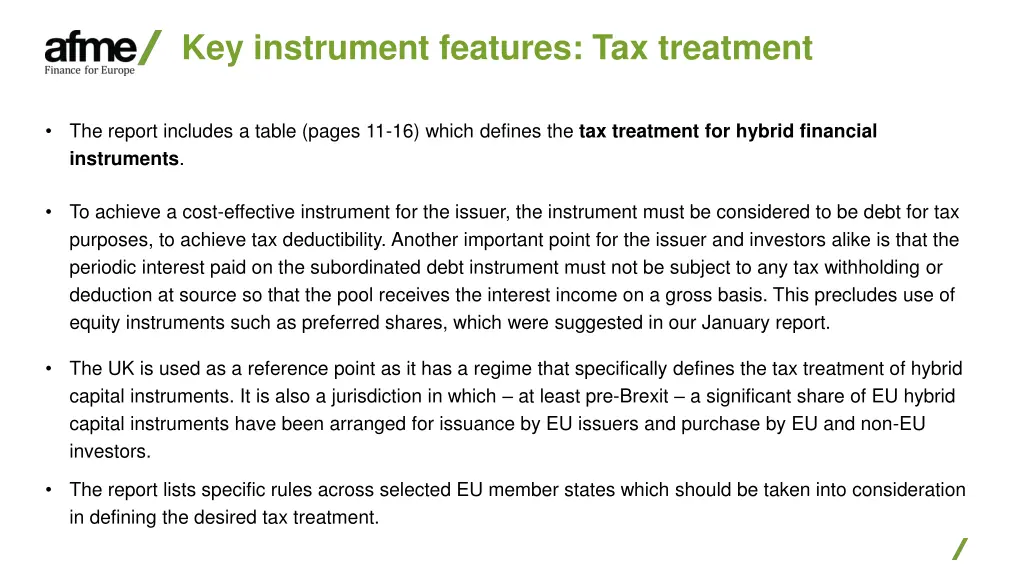 key instrument features tax treatment