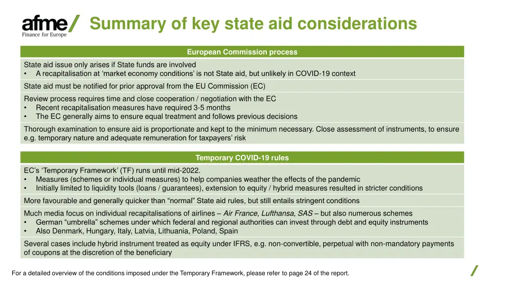 summary of key state aid considerations