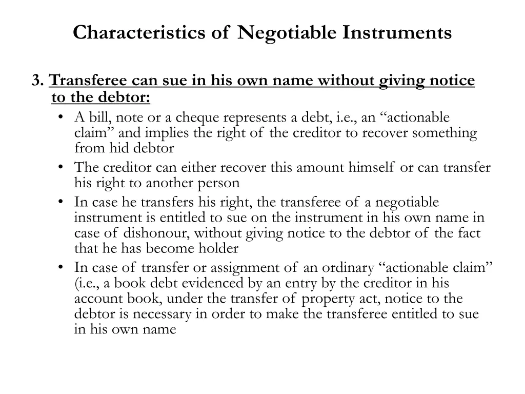 characteristics of negotiable instruments 1