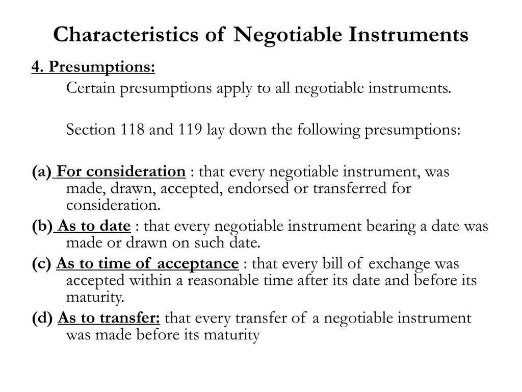 characteristics of negotiable instruments 2