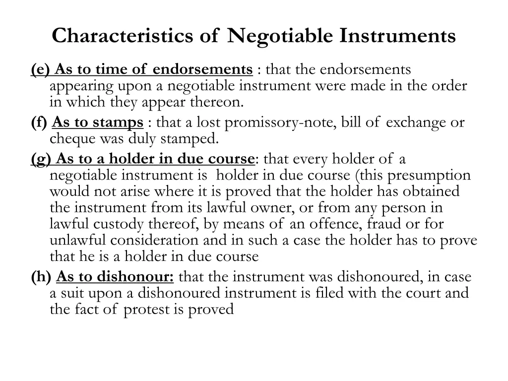 characteristics of negotiable instruments 3