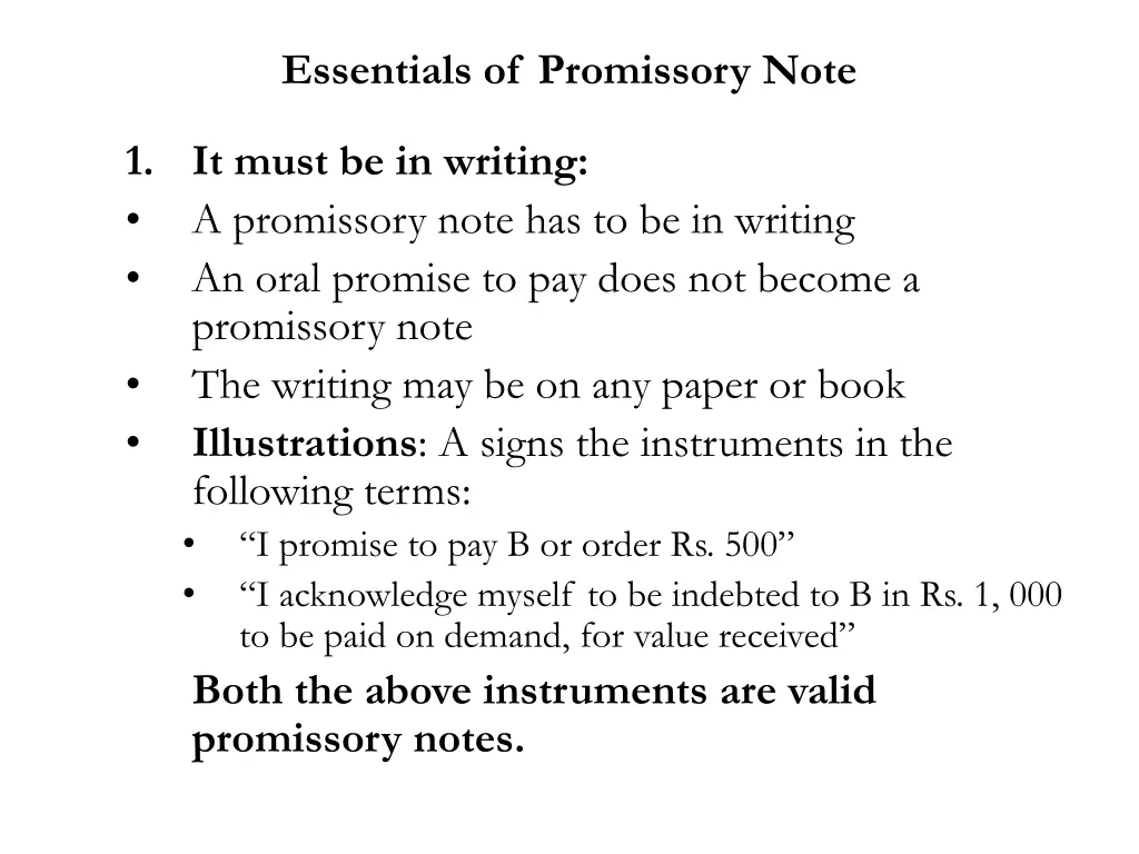 essentials of promissory note