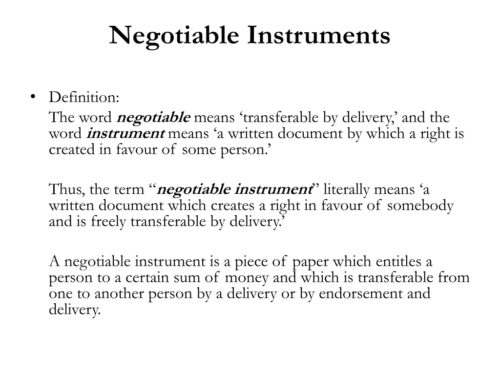 negotiable instruments