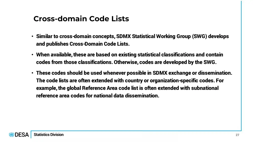 cross domain code lists