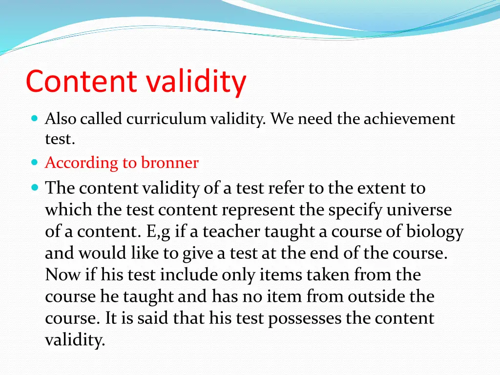 content validity