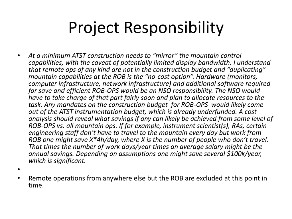 project responsibility